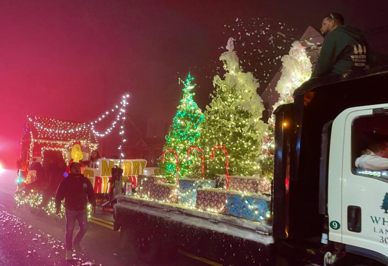 Wharton’s Landscaping and Garden Center won the top prize in the 91st annual Lewes Christmas Parade as the most original entry. The float also won the best use of sound division. More than 100 entries took part in the popular holiday event. RON MACARTHUR PHOTOS